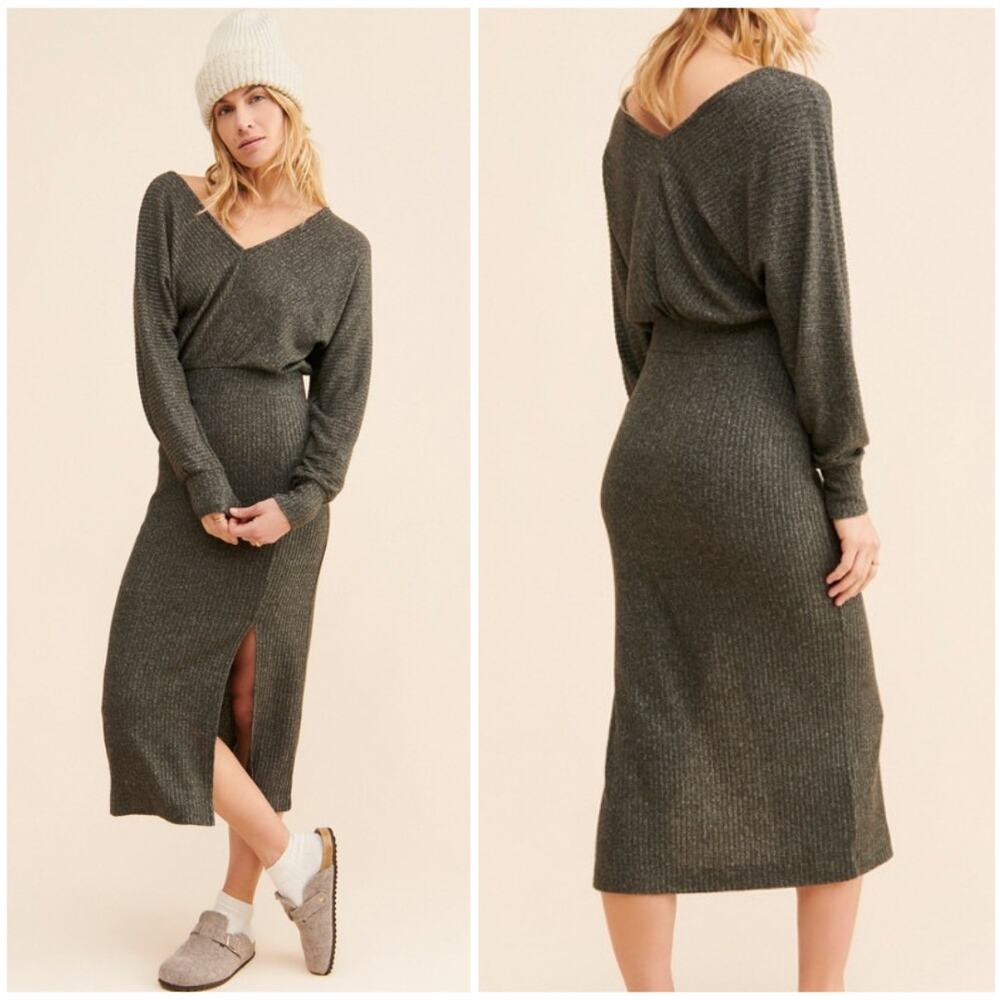 DAILY PRACTICE x Anthropologie Barre Midi Long Sleeve Sweater Dress | XS